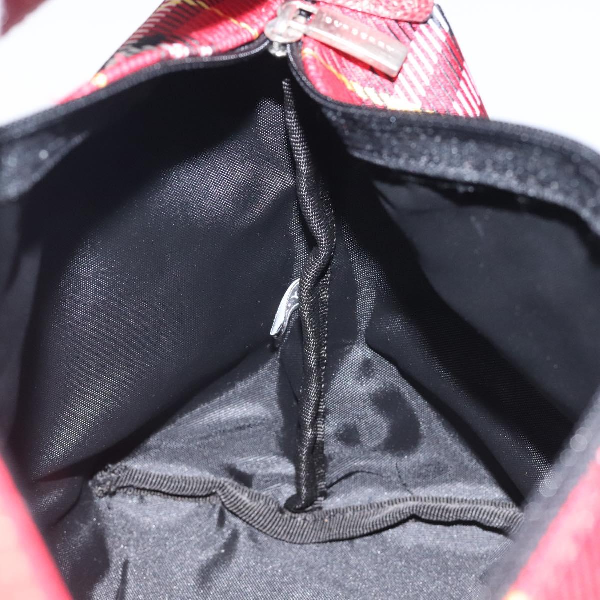 BURBERRY Nova Check Hand Bag Nylon Red Auth 118031