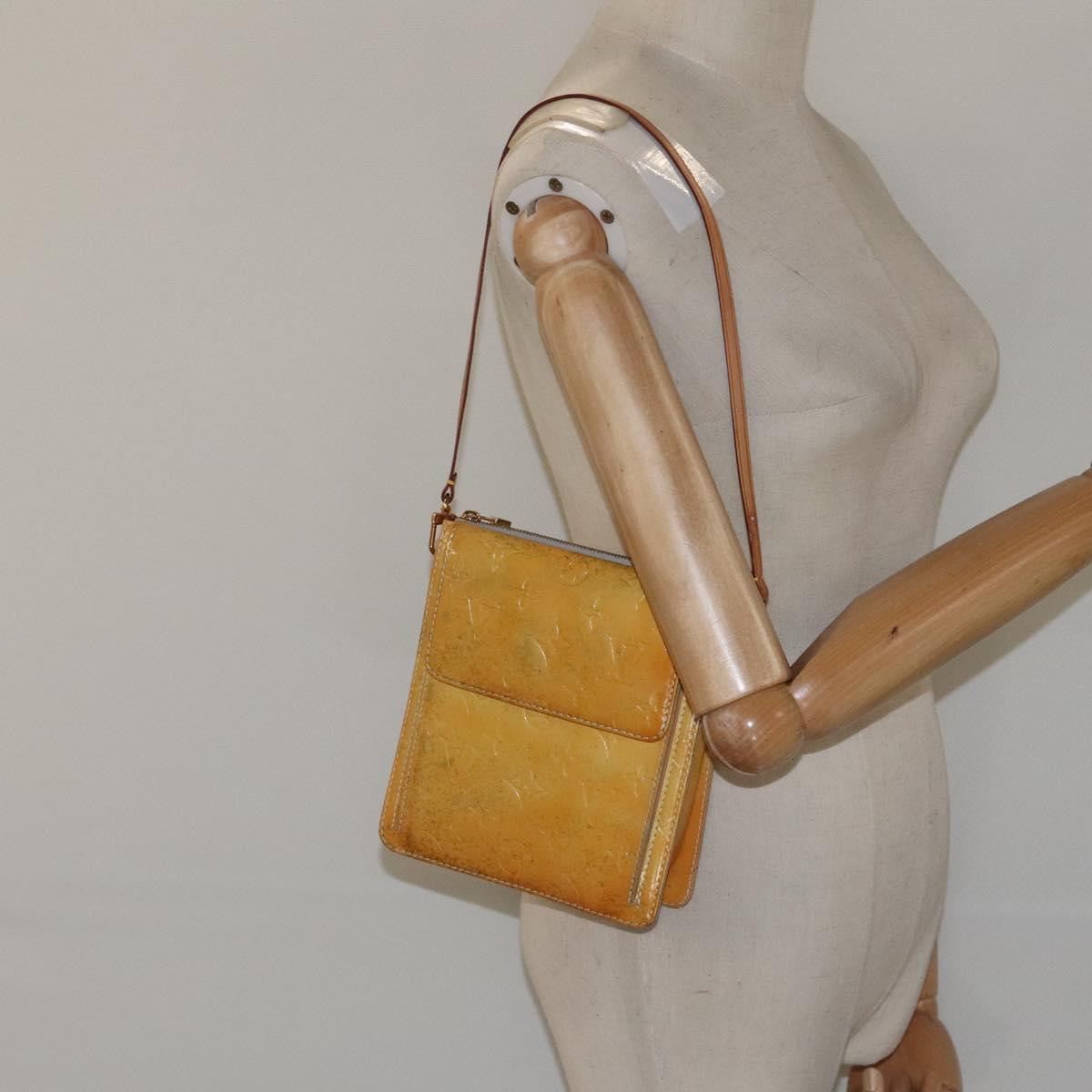 LOUIS VUITTON Monogram Vernis Motto Accessory Pouch Gris M91030 LV Auth 118033