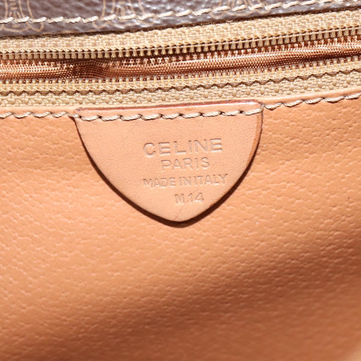 CELINE Macadam Canvas Circle Shoulder Bag PVC Leather Brown Gold Auth 118034