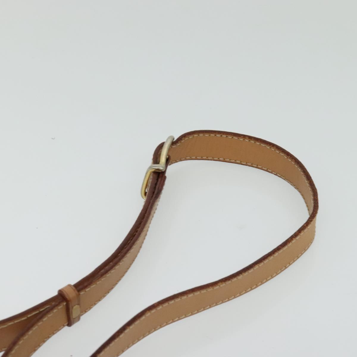 CELINE Macadam Canvas Circle Shoulder Bag PVC Leather Brown Gold Auth 118034