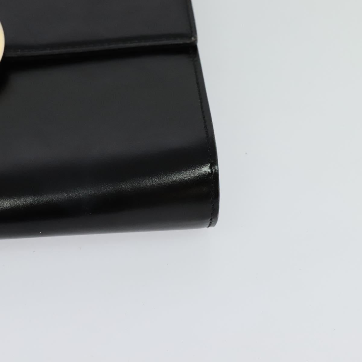 CELINE Circle Shoulder Bag Leather Black Gold Auth 118035