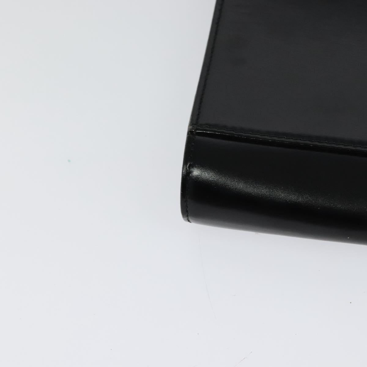 CELINE Circle Shoulder Bag Leather Black Gold Auth 118035