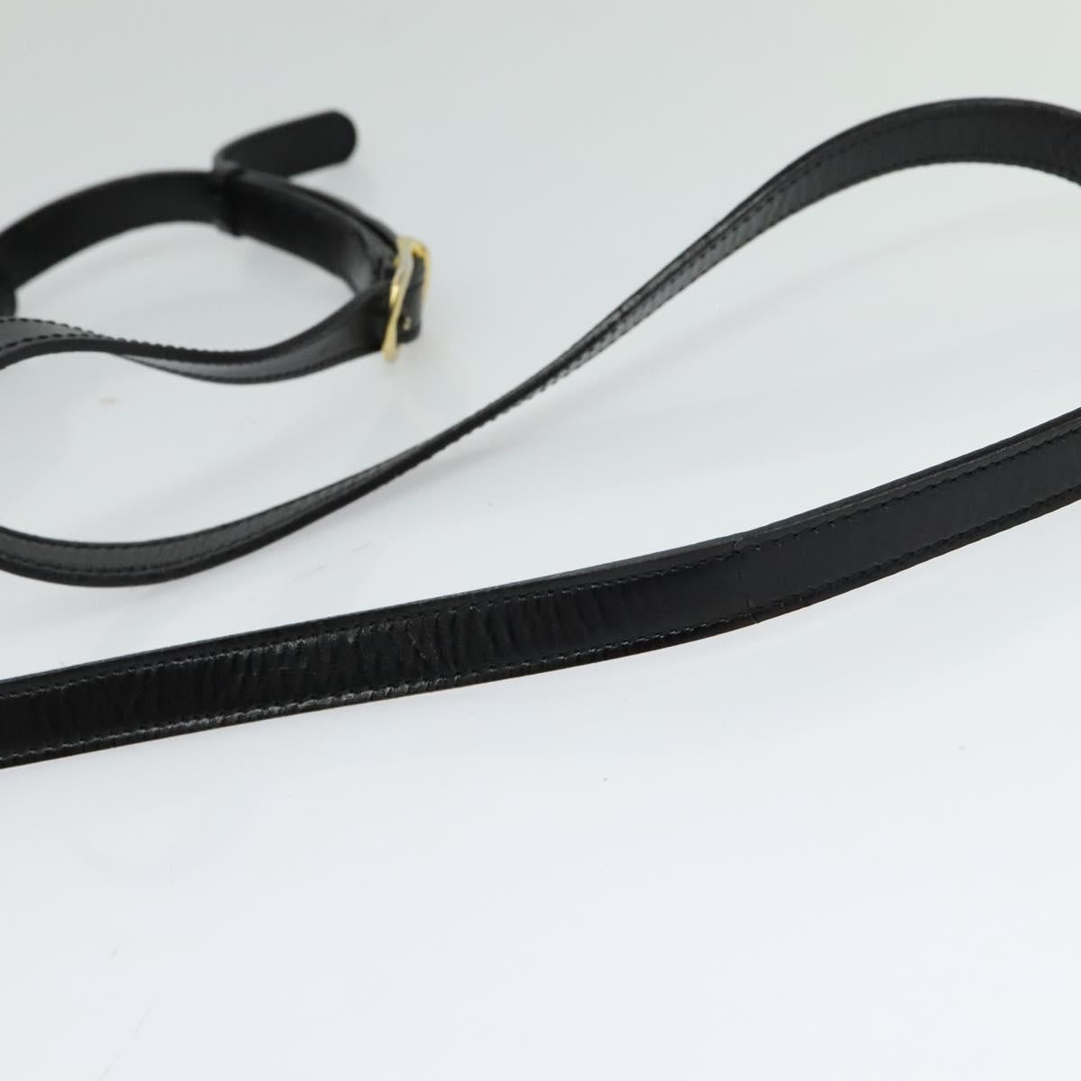 CELINE Circle Shoulder Bag Leather Black Gold Auth 118035