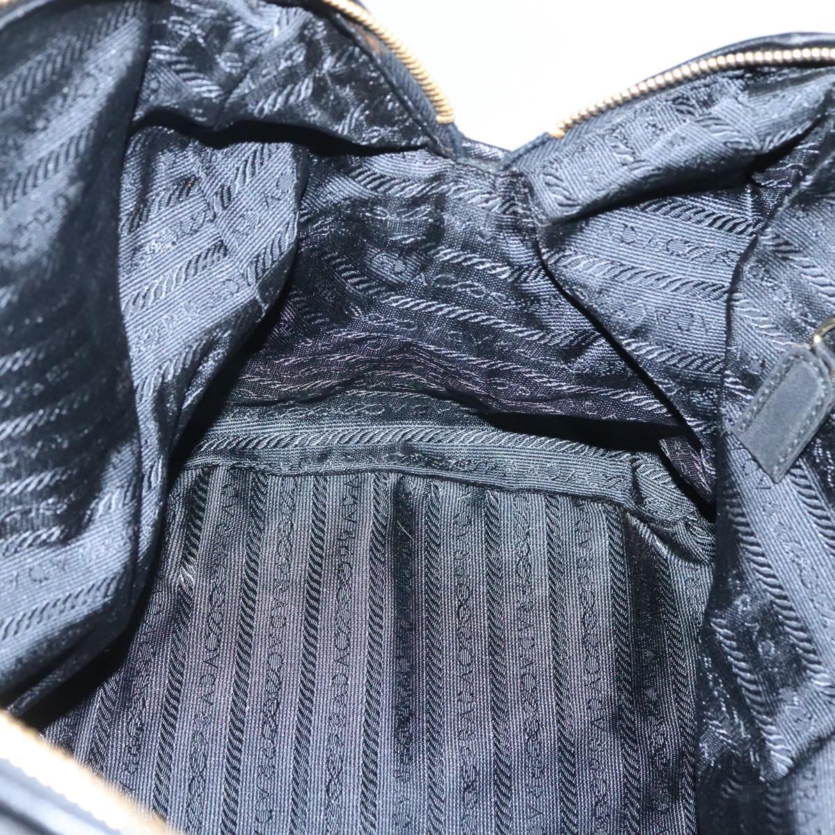 PRADA Chain Shoulder Bag Nylon Black Gold Auth 118044