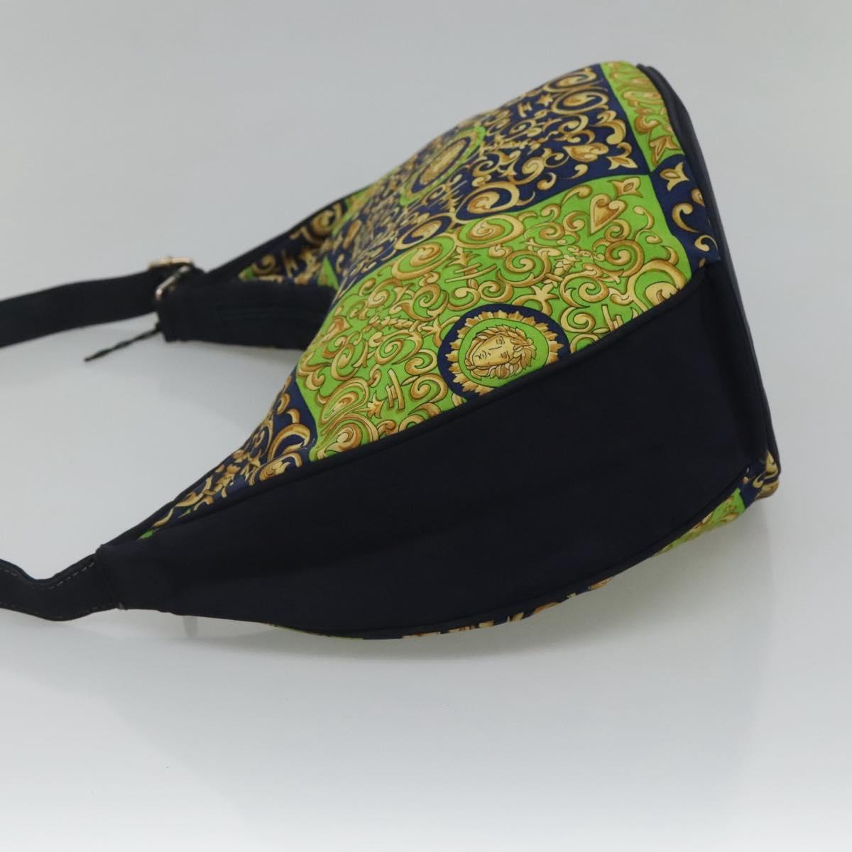 VERSACE Shoulder Bag Canvas Green Auth 118063