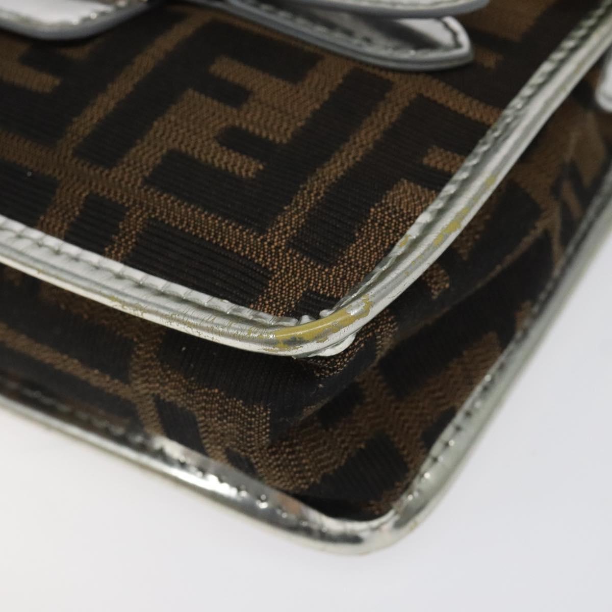 FENDI Zucca Canvas Shoulder Bag Black Brown Auth 118071