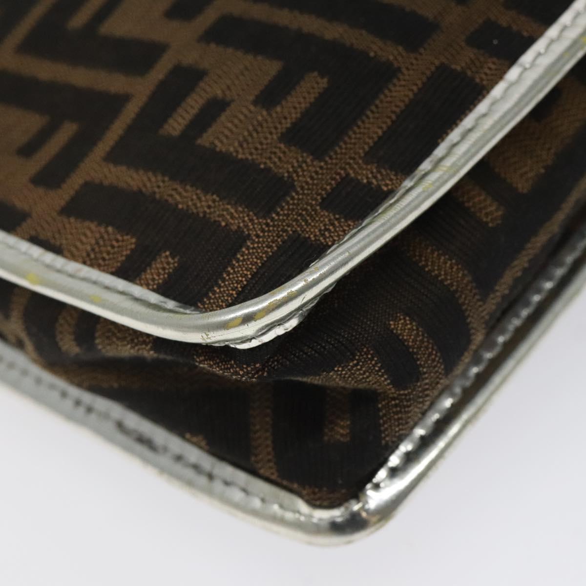 FENDI Zucca Canvas Shoulder Bag Black Brown Auth 118071