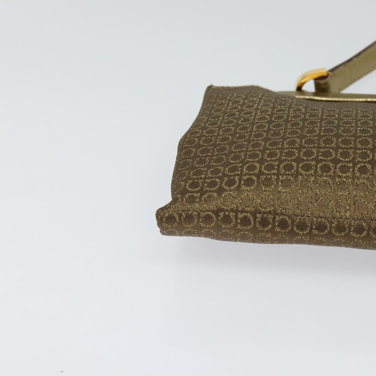 Salvatore Ferragamo Shoulder Bag Canvas Beige Gold Auth 118078A