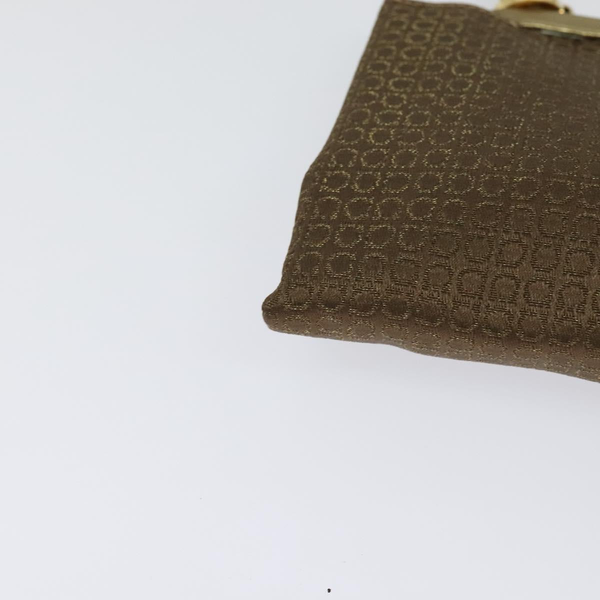 Salvatore Ferragamo Shoulder Bag Canvas Beige Gold Auth 118078