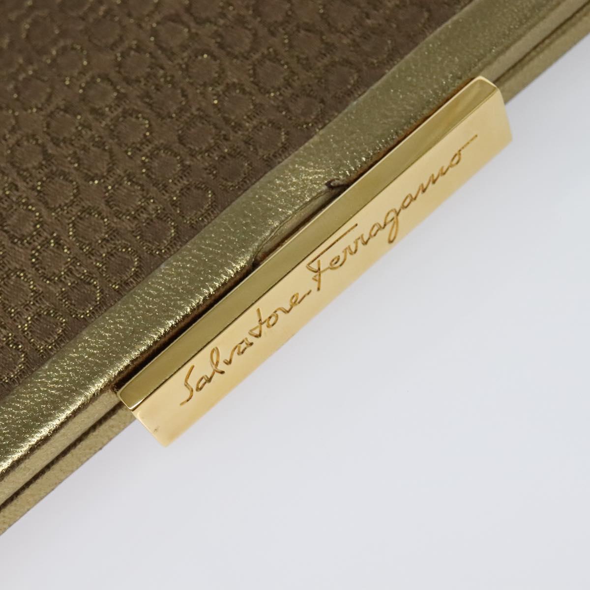 Salvatore Ferragamo Shoulder Bag Canvas Beige Gold Auth 118078