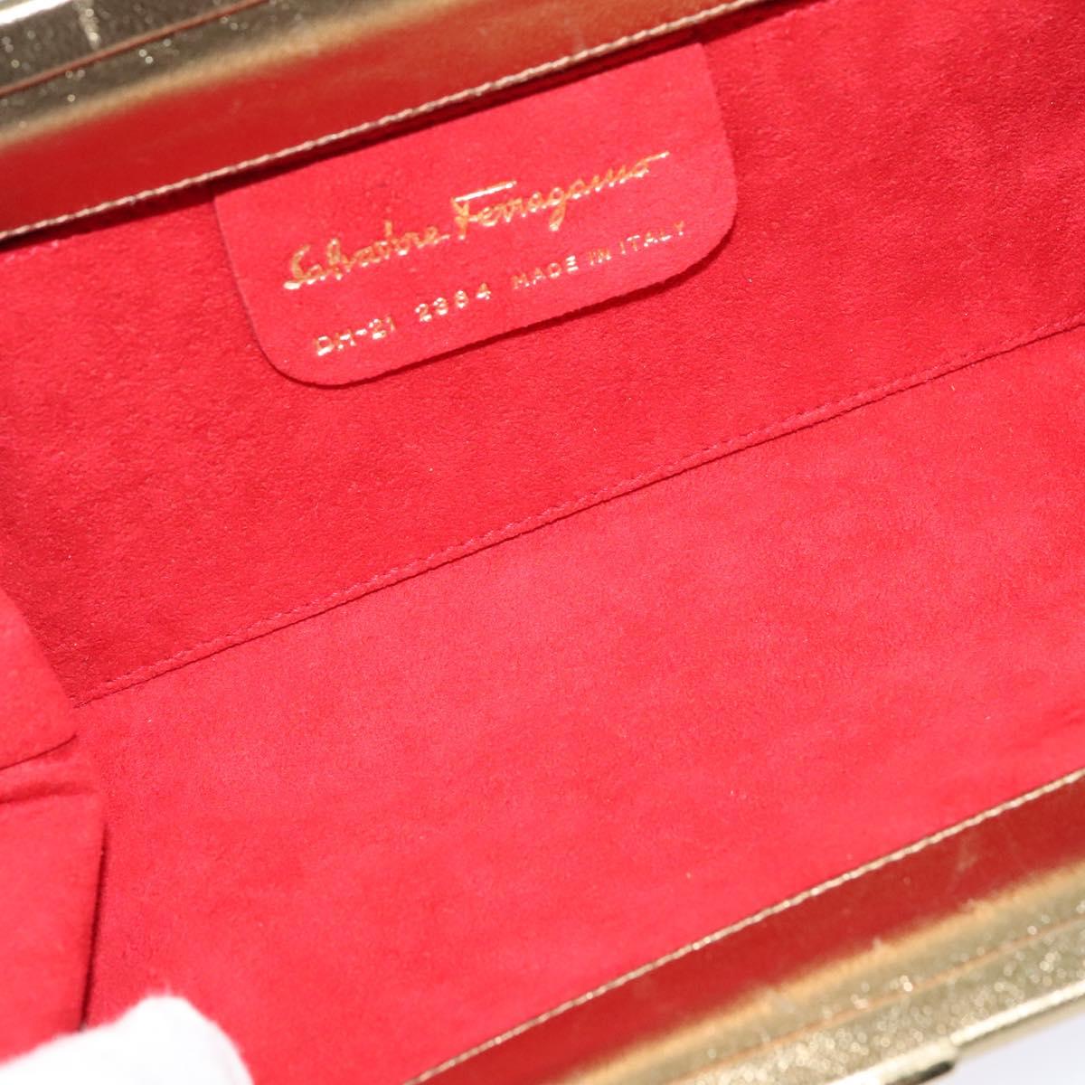 Salvatore Ferragamo Shoulder Bag Canvas Beige Gold Auth 118078A