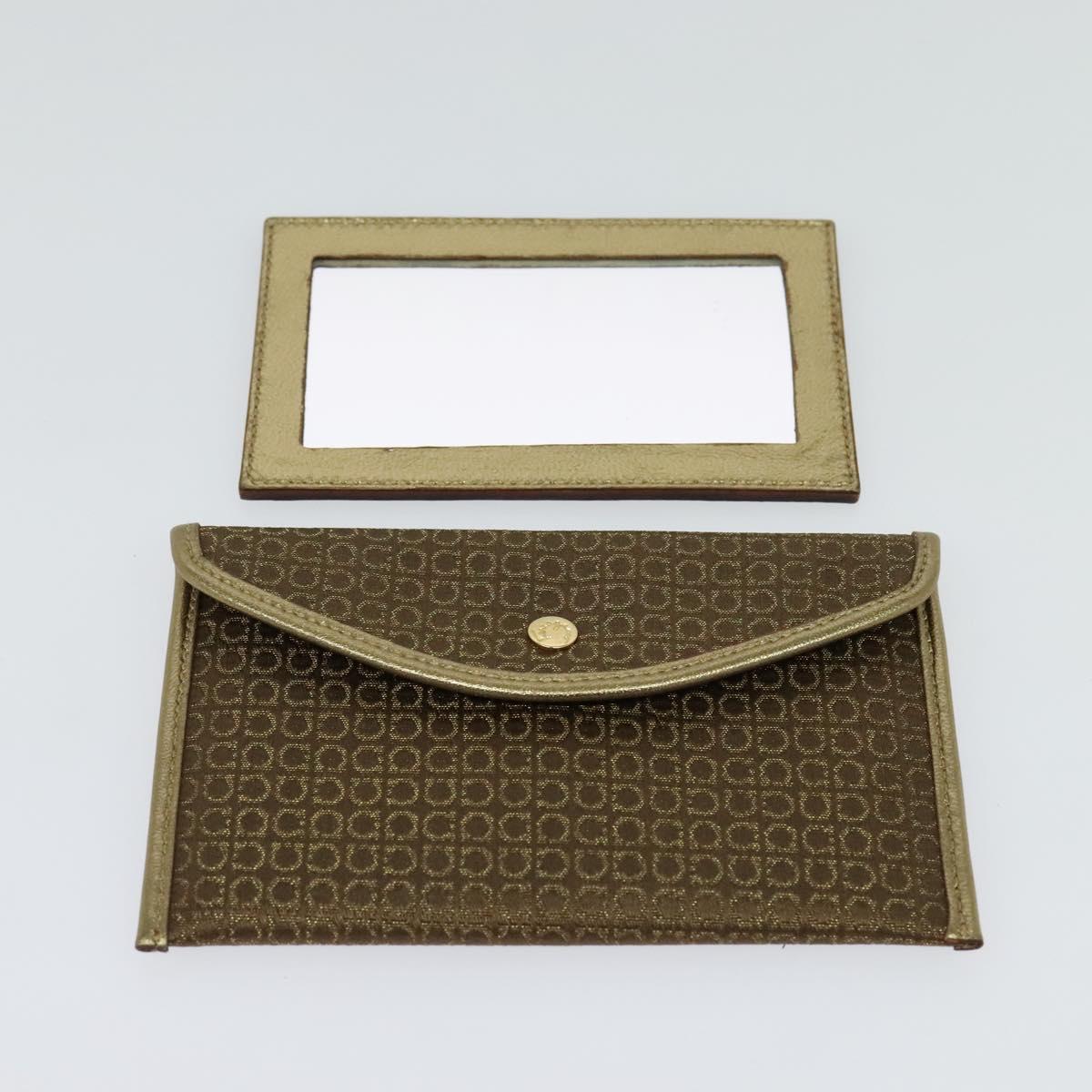 Salvatore Ferragamo Shoulder Bag Canvas Beige Gold Auth 118078A