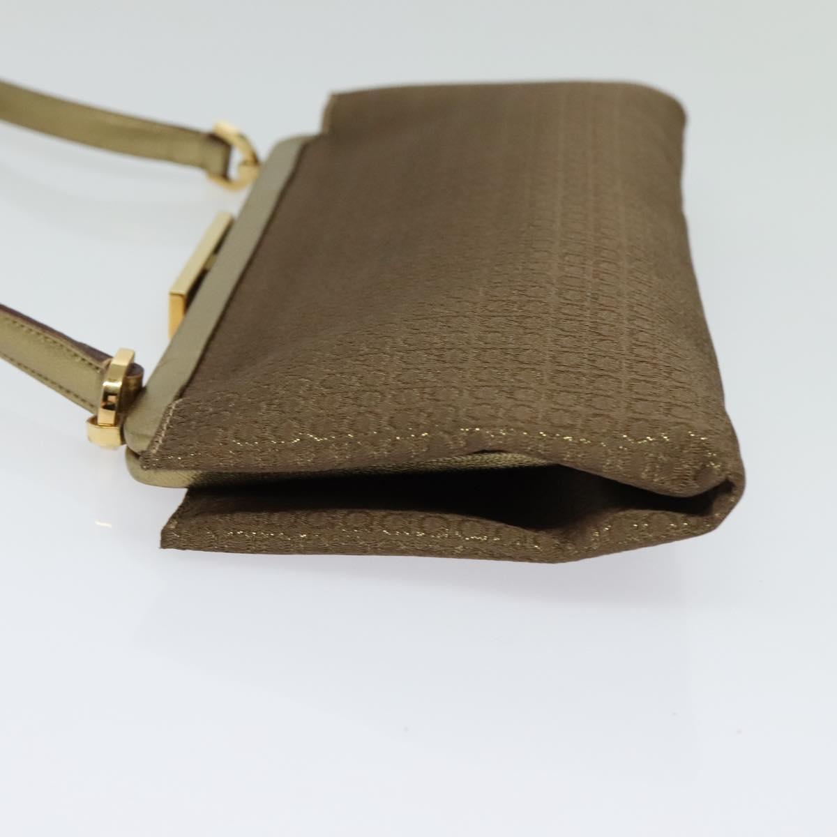 Salvatore Ferragamo Shoulder Bag Canvas Beige Gold Auth 118078A