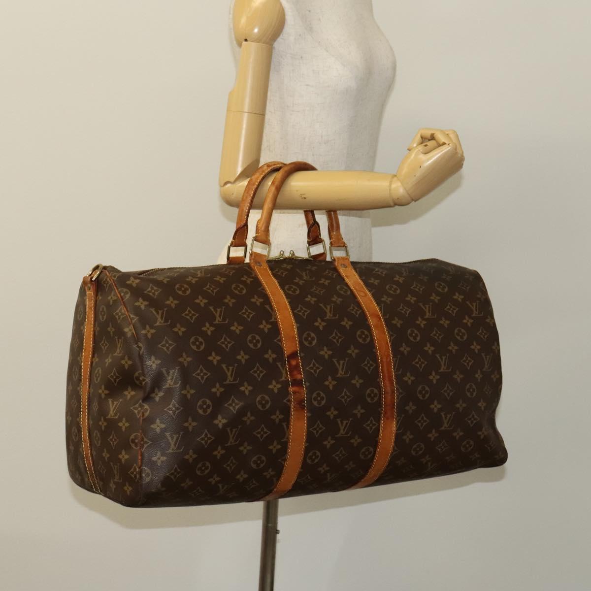 LOUIS VUITTON Monogram Keepall Bandouliere 55 Boston Bag M41414 LV Auth 118094