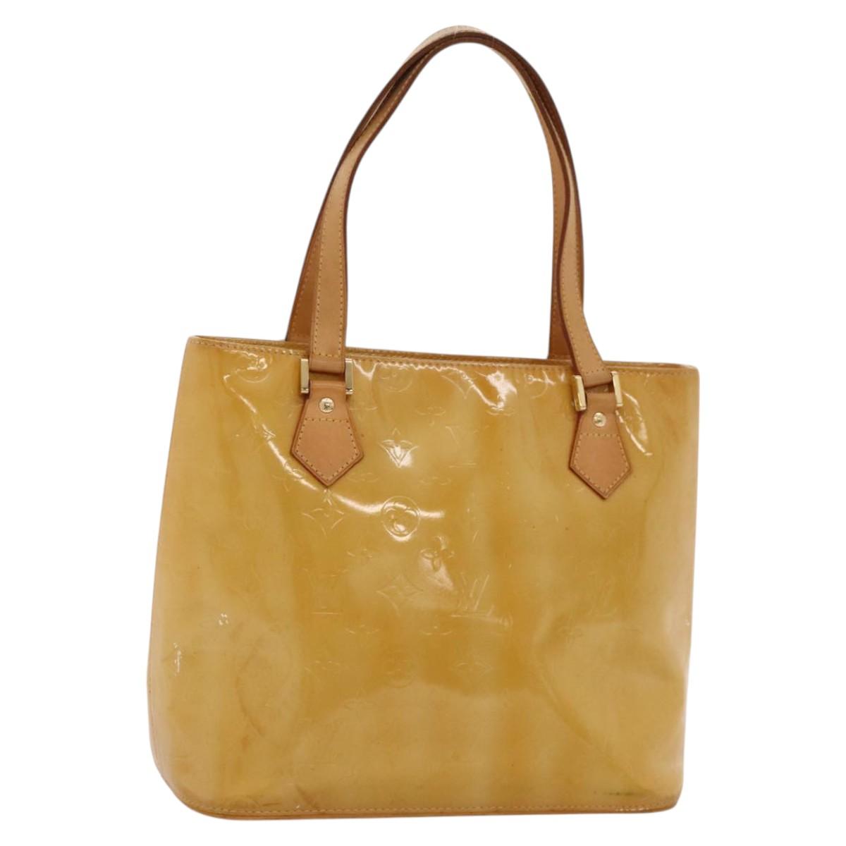 LOUIS VUITTON Monogram Vernis Houston Hand Bag Beige M91004 LV Auth 118102