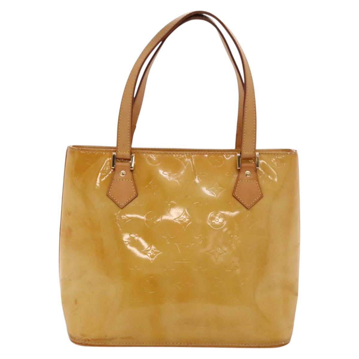 LOUIS VUITTON Monogram Vernis Houston Hand Bag Beige M91004 LV Auth 118102