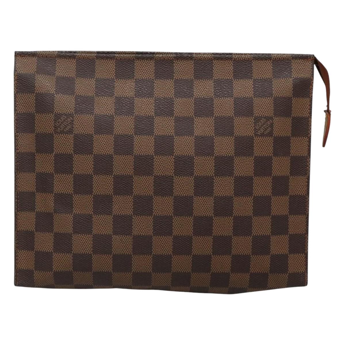 LOUIS VUITTON Damier Ebene Poche Toilette 26 Pouch N47543 LV Auth 118103