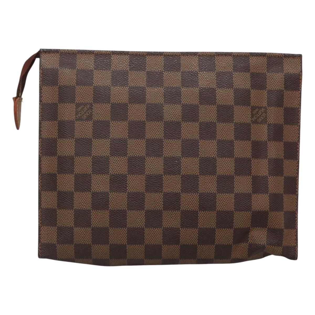 LOUIS VUITTON Damier Ebene Poche Toilette 26 Pouch N47543 LV Auth 118103