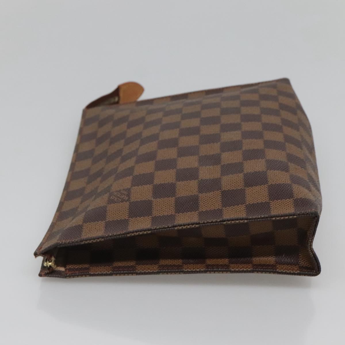 LOUIS VUITTON Damier Ebene Poche Toilette 26 Pouch N47543 LV Auth 118103
