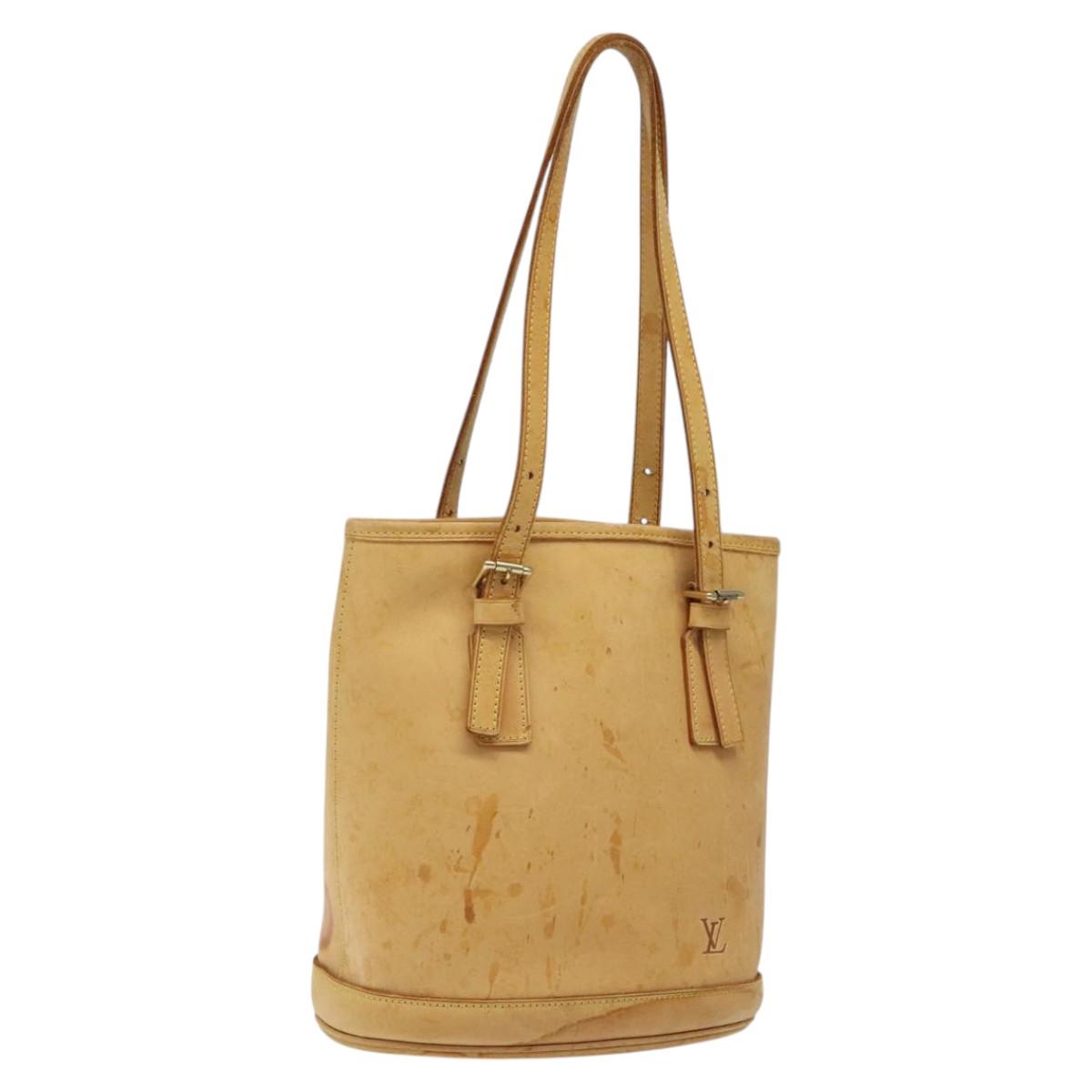 LOUIS VUITTON Nomad leather Bucket PM Shoulder Bag Beige M85001 LV Auth 118104