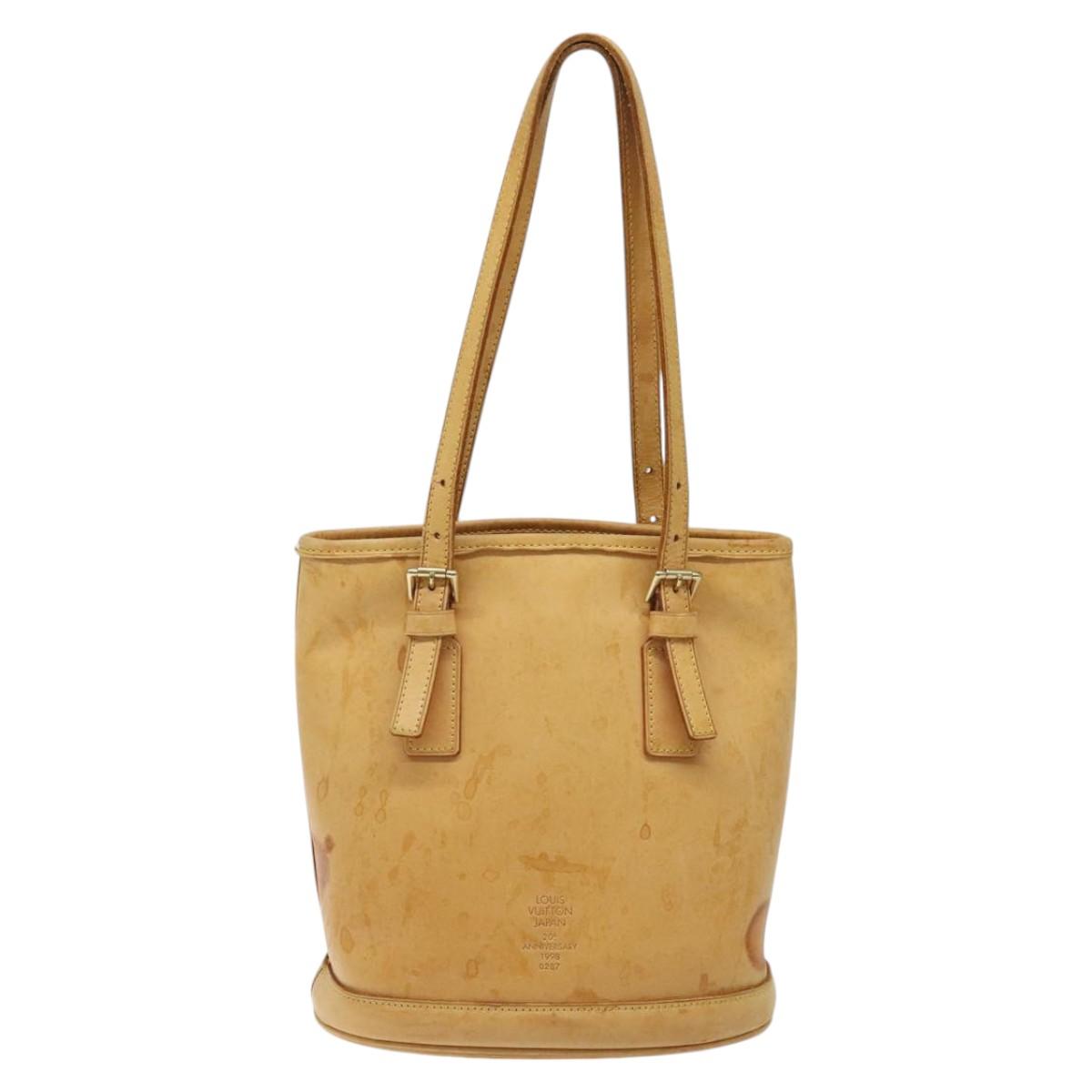 LOUIS VUITTON Nomad leather Bucket PM Shoulder Bag Beige M85001 LV Auth 118104