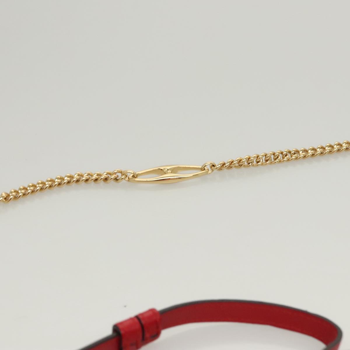GUCCI Chain Shoulder Bag Leather Red Gold 572375 Auth 118122
