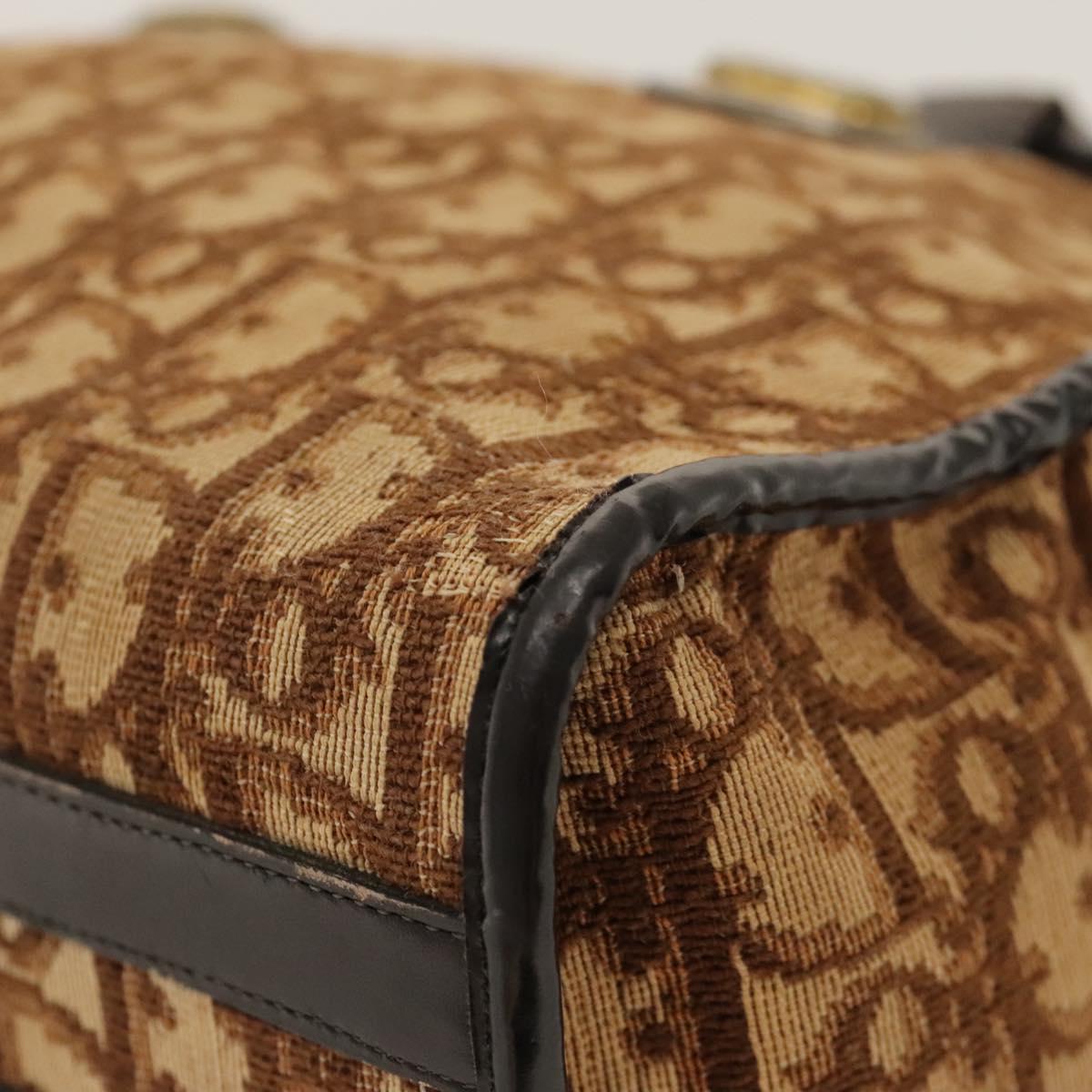 Christian Dior Trotter Canvas Hand Bag Brown Auth 118124