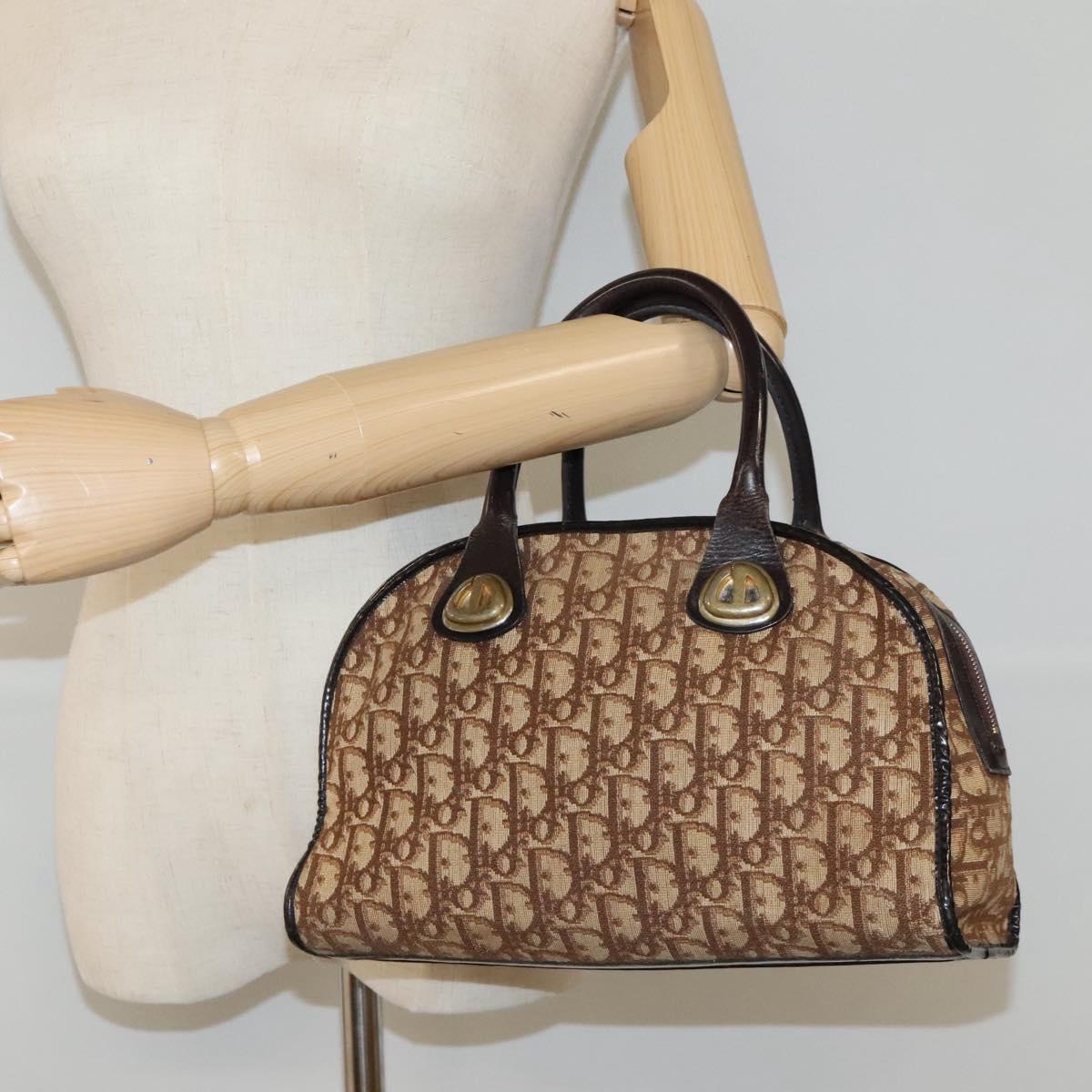 Christian Dior Trotter Canvas Hand Bag Brown Auth 118124