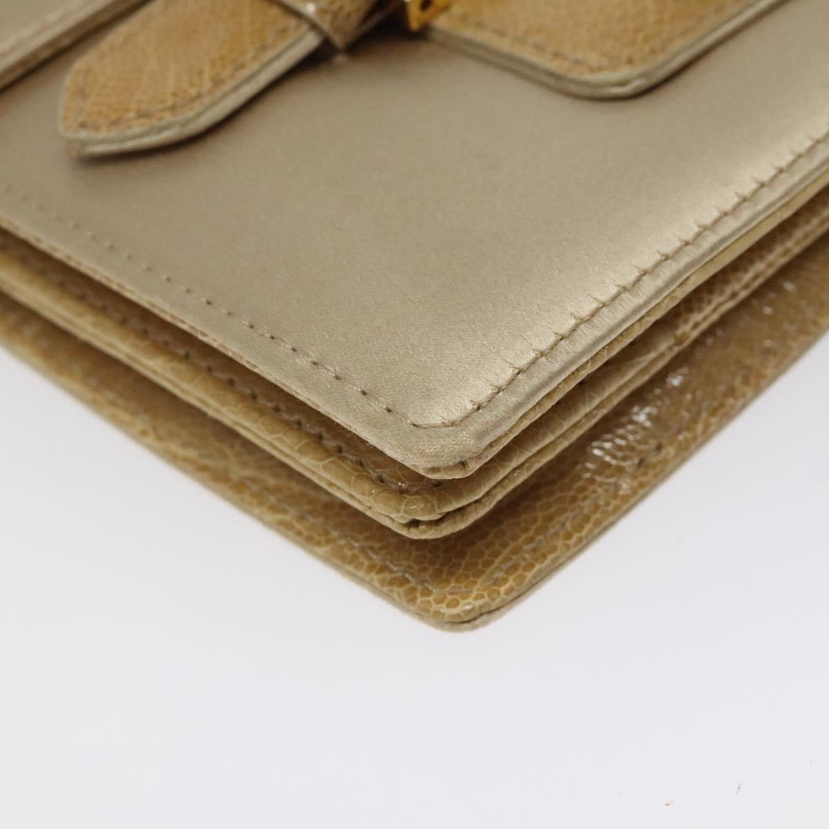 FENDI Shoulder Bag Satin Beige Gold Auth 118128V