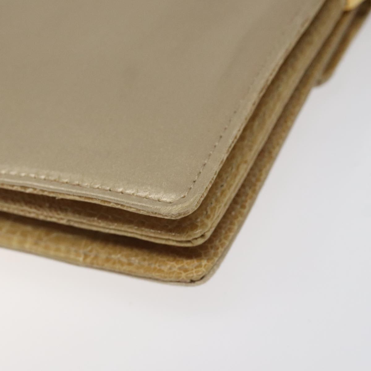 FENDI Shoulder Bag Satin Beige Gold Auth 118128V