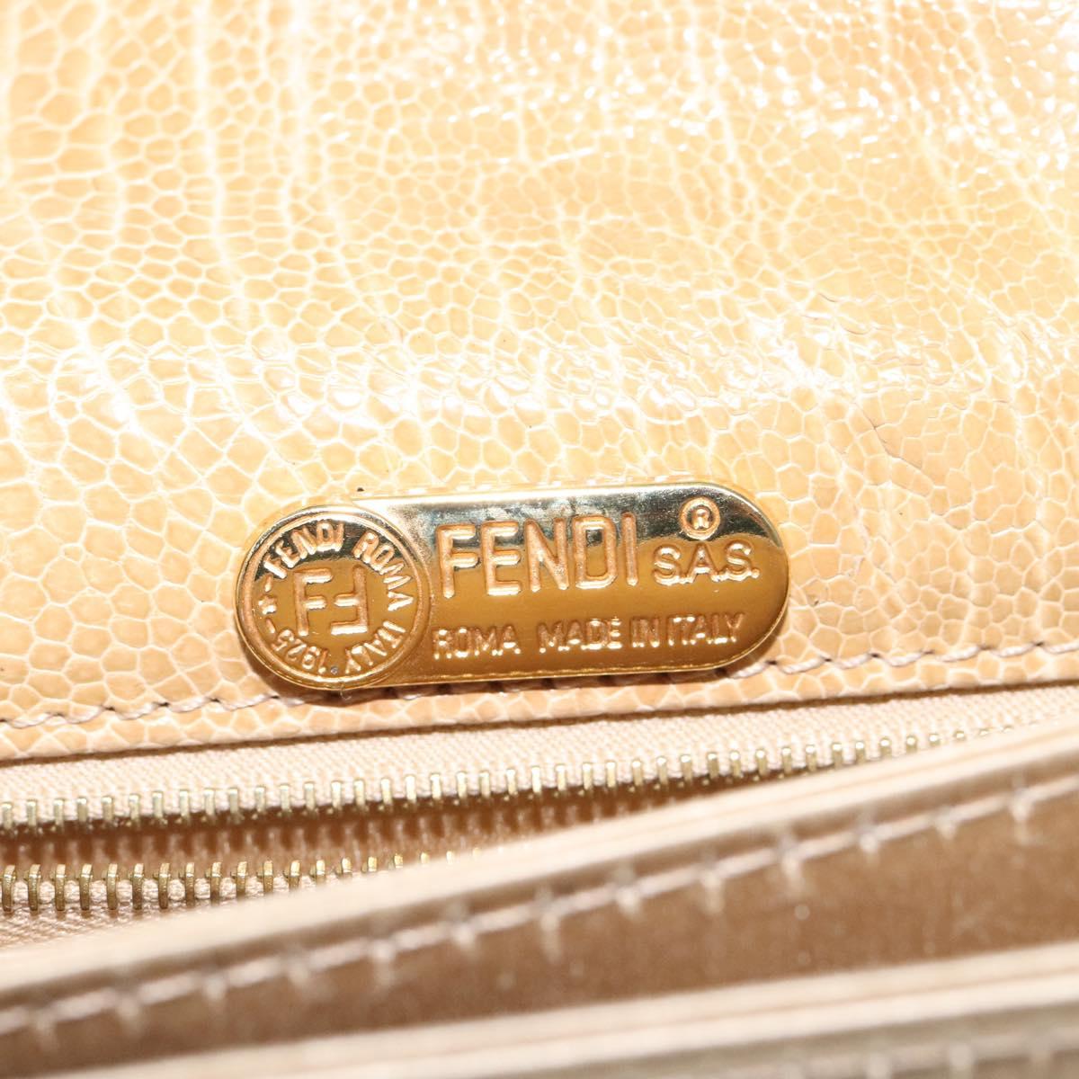 FENDI Shoulder Bag Satin Beige Gold Auth 118128V