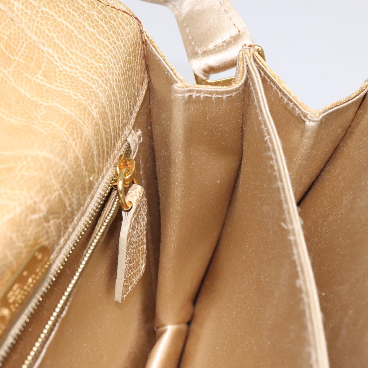 FENDI Shoulder Bag Satin Beige Gold Auth 118128V
