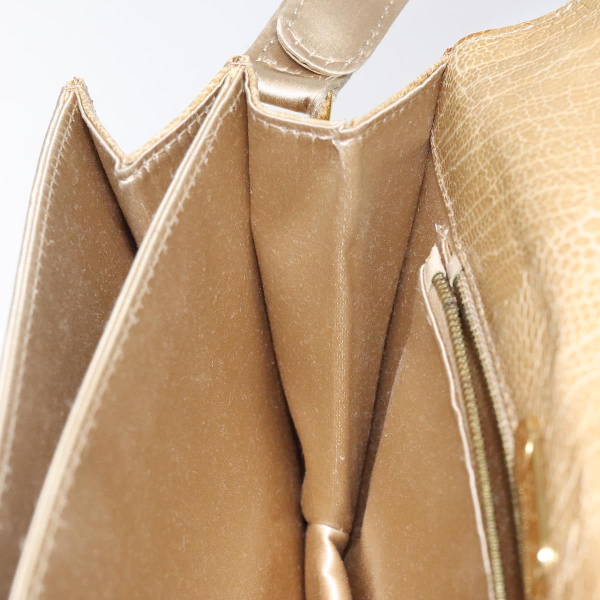 FENDI Shoulder Bag Satin Beige Gold Auth 118128V