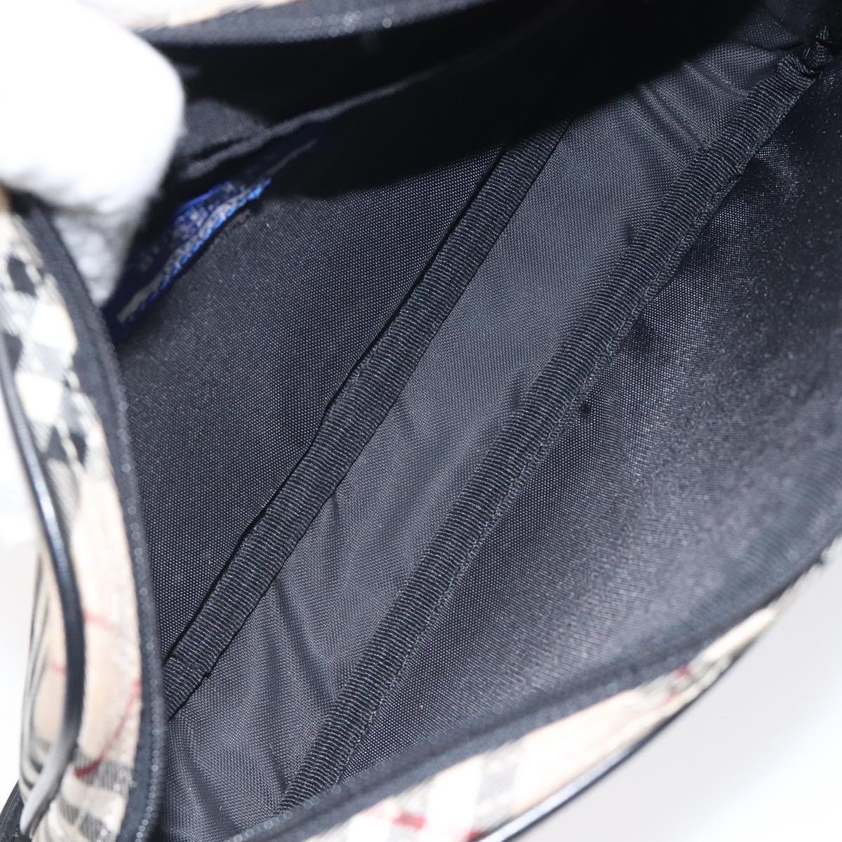 BURBERRY Nova Check Blue Label Accessory Pouch Nylon Beige Auth 118129