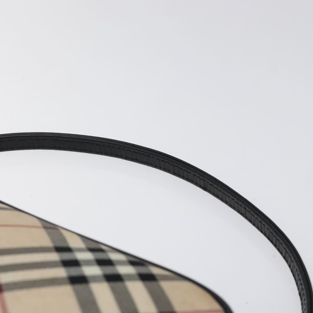 BURBERRY Nova Check Blue Label Accessory Pouch Nylon Beige Auth 118129