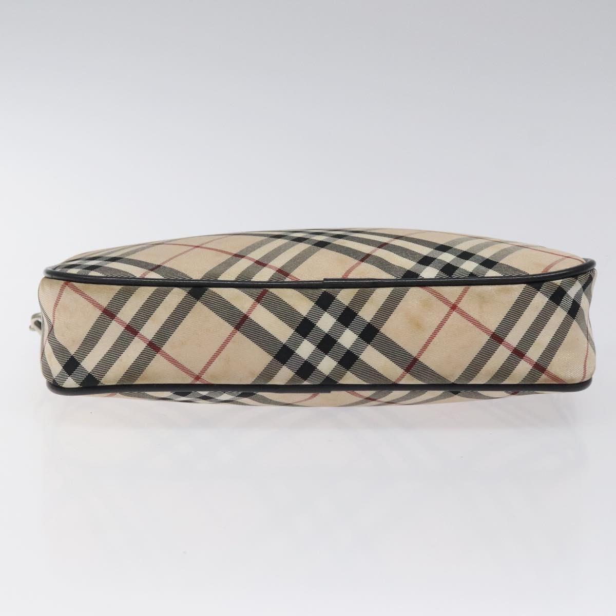 BURBERRY Nova Check Blue Label Accessory Pouch Nylon Beige Auth 118129