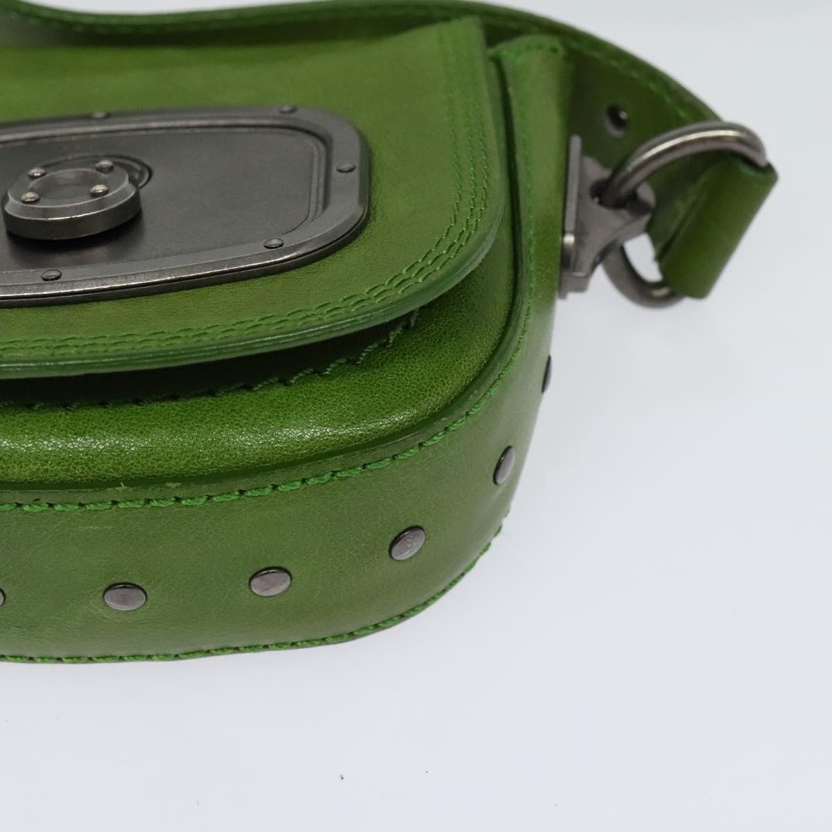 CELINE Shoulder Bag Leather Green Auth 118130