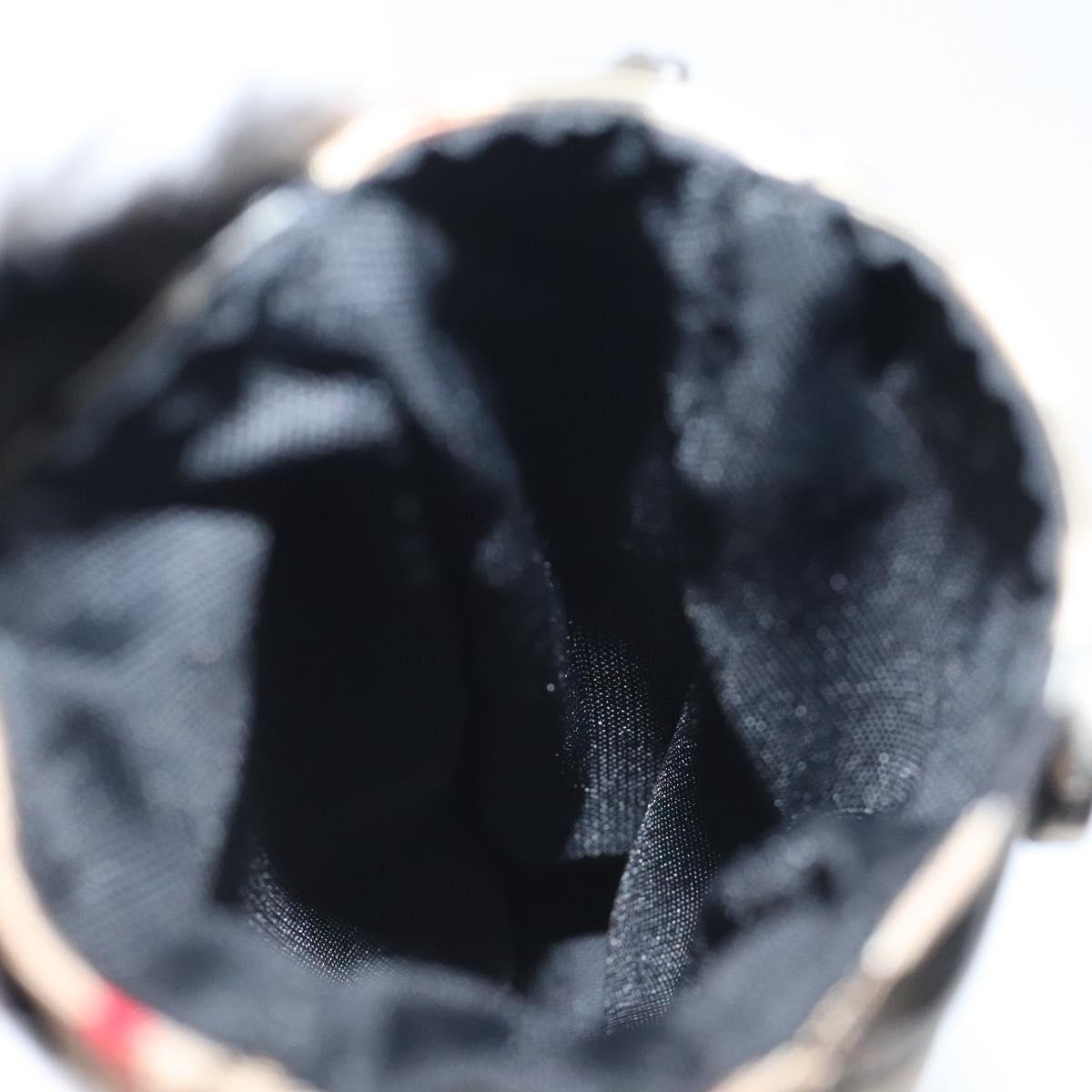 Burberrys Nova Check Blue Label Pouch Nylon Beige Silver Auth 118134