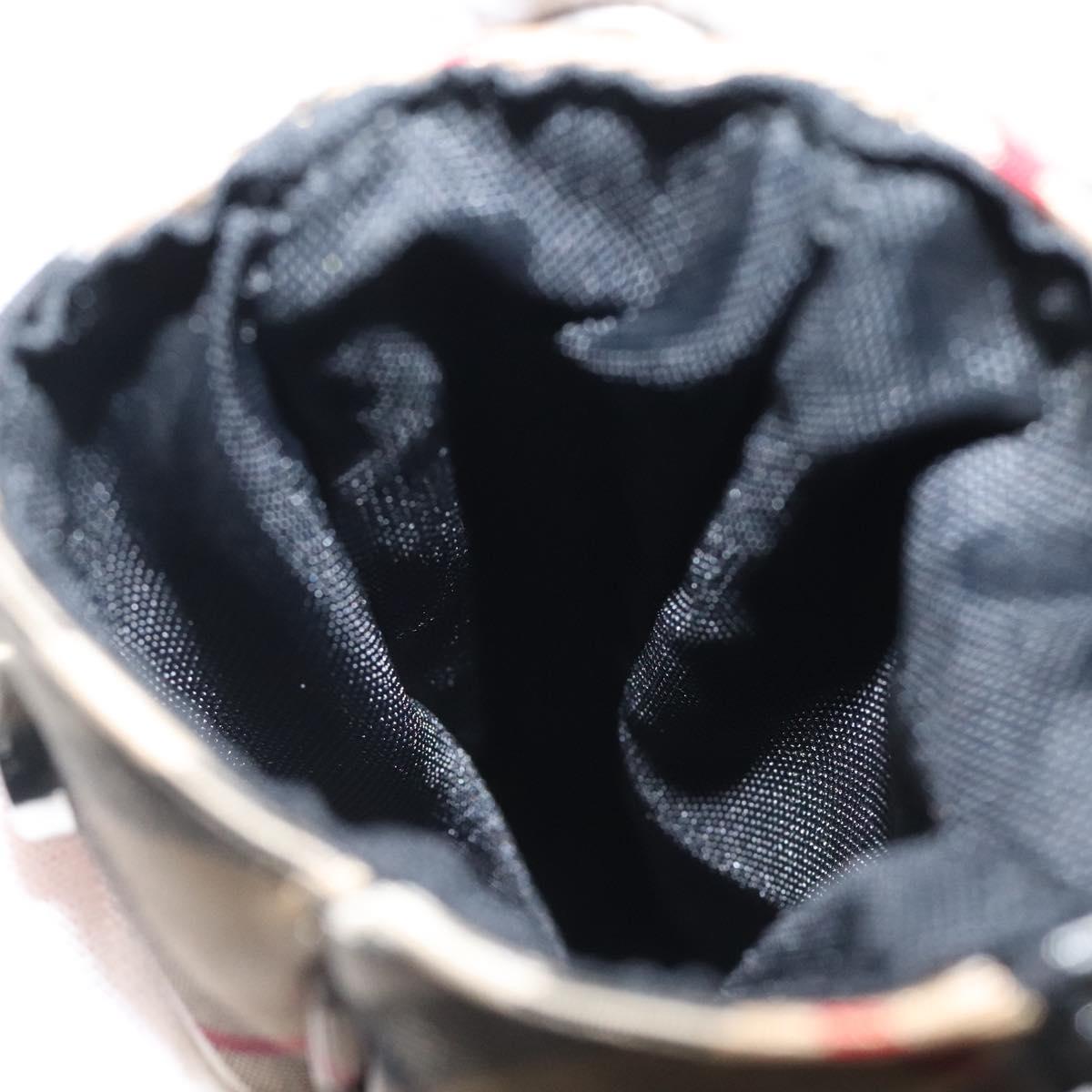 Burberrys Nova Check Blue Label Pouch Nylon Beige Silver Auth 118134