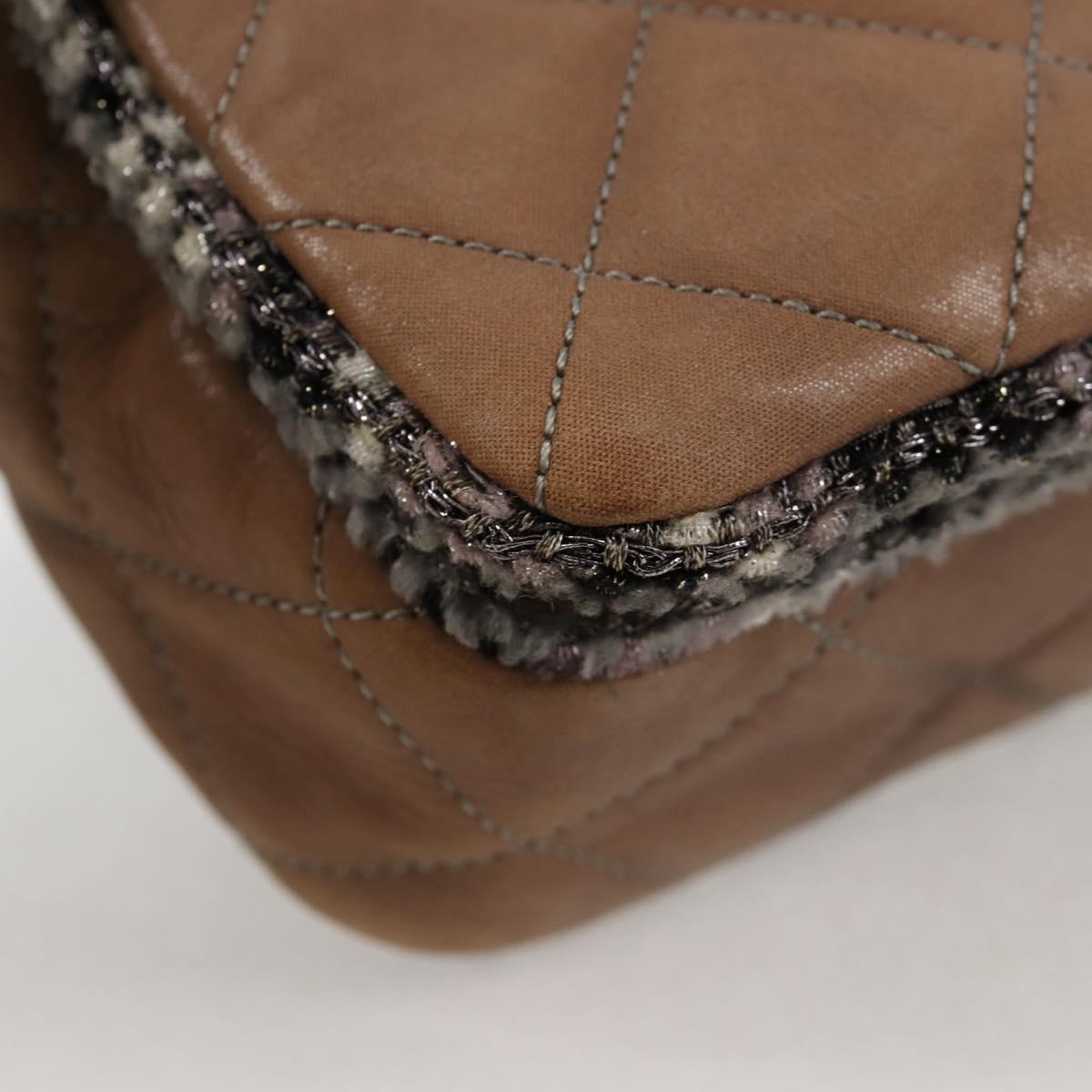 CHANEL Matelasse Chain Shoulder Bag Coated Canvas Beige CC Auth 118136A