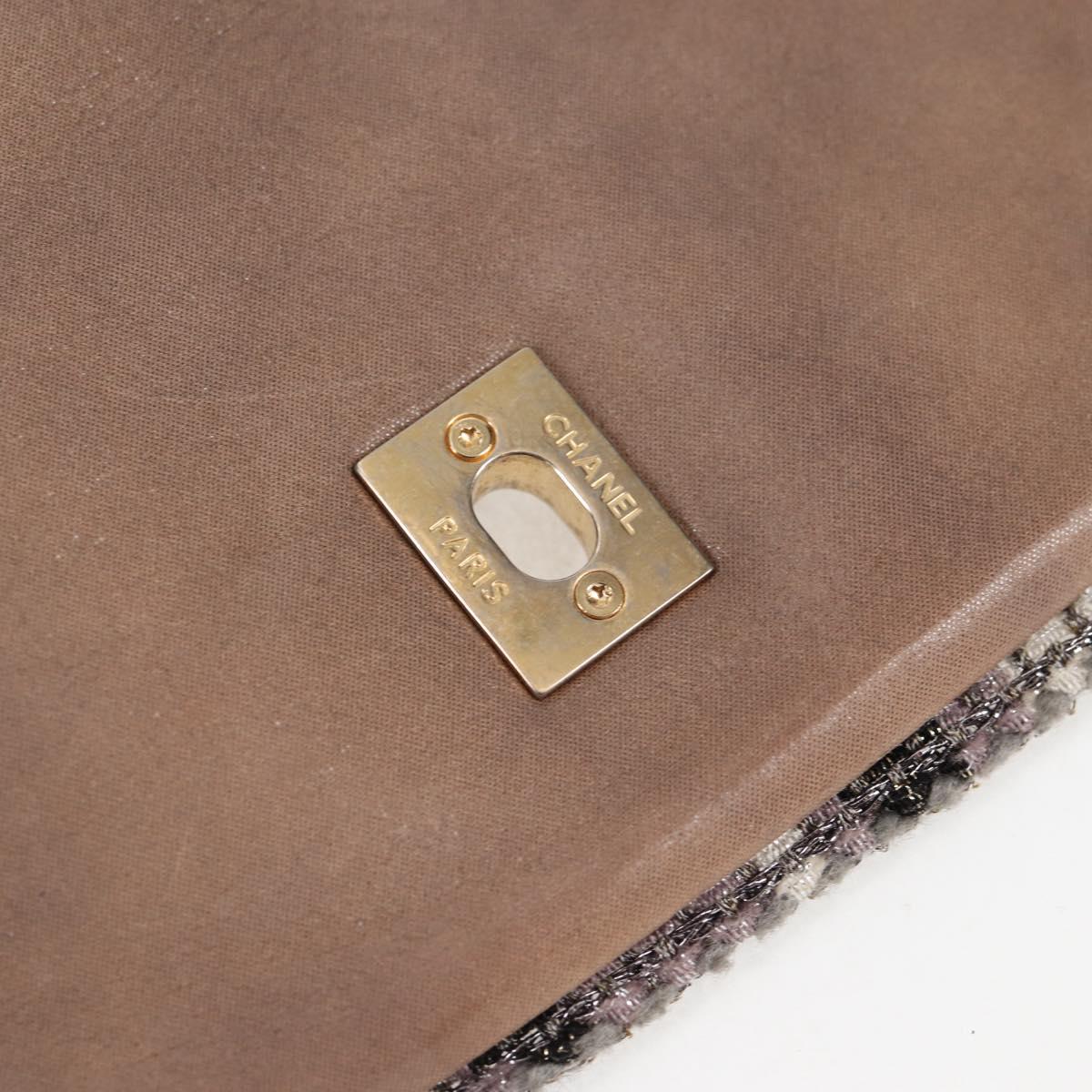 CHANEL Matelasse Chain Shoulder Bag Coated Canvas Beige CC Auth 118136A