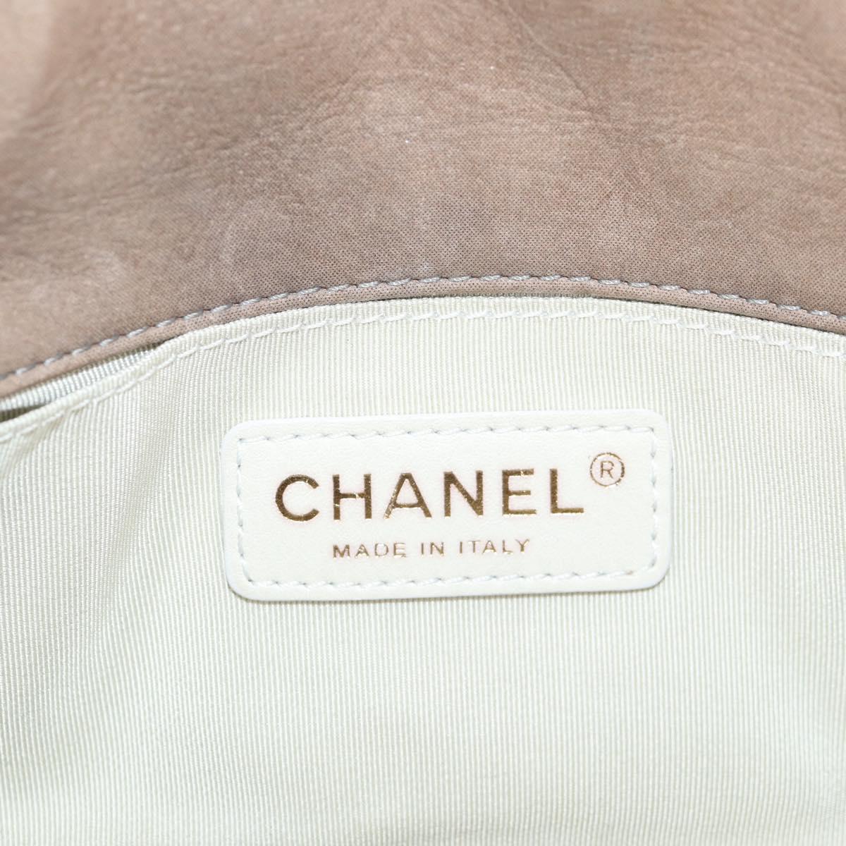 CHANEL Matelasse Chain Shoulder Bag Coated Canvas Beige CC Auth 118136A