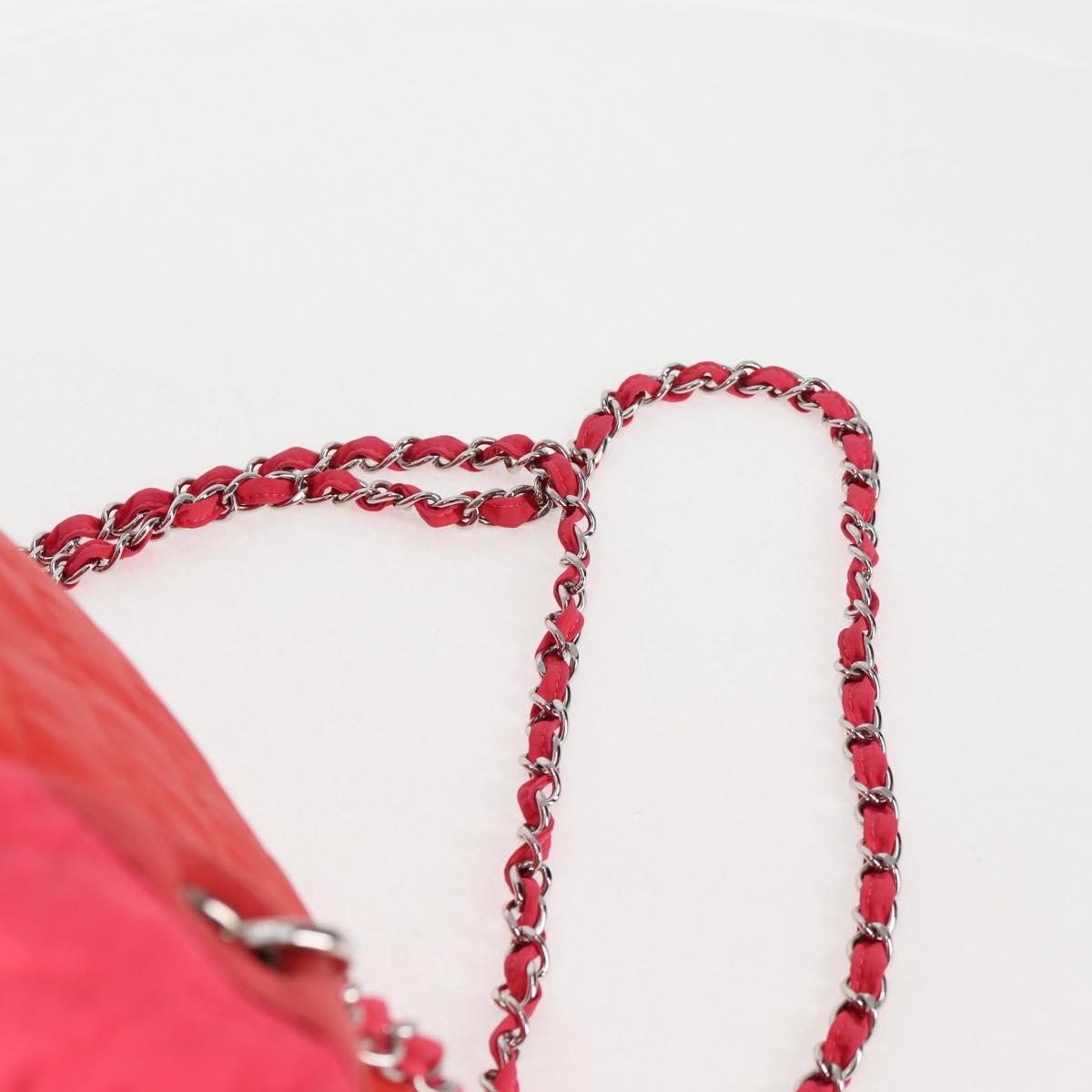 CHANEL Chain Backpack Nylon Pink Silver CC Auth 118138AM