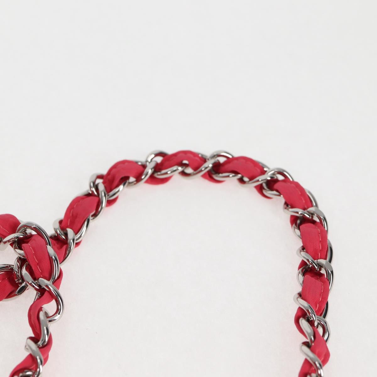 CHANEL Chain Backpack Nylon Pink Silver CC Auth 118138AM