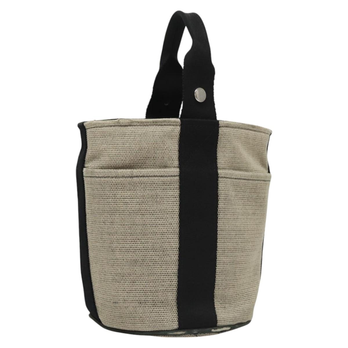 HERMES Sakso Hand Bag Canvas Gray Auth 118151