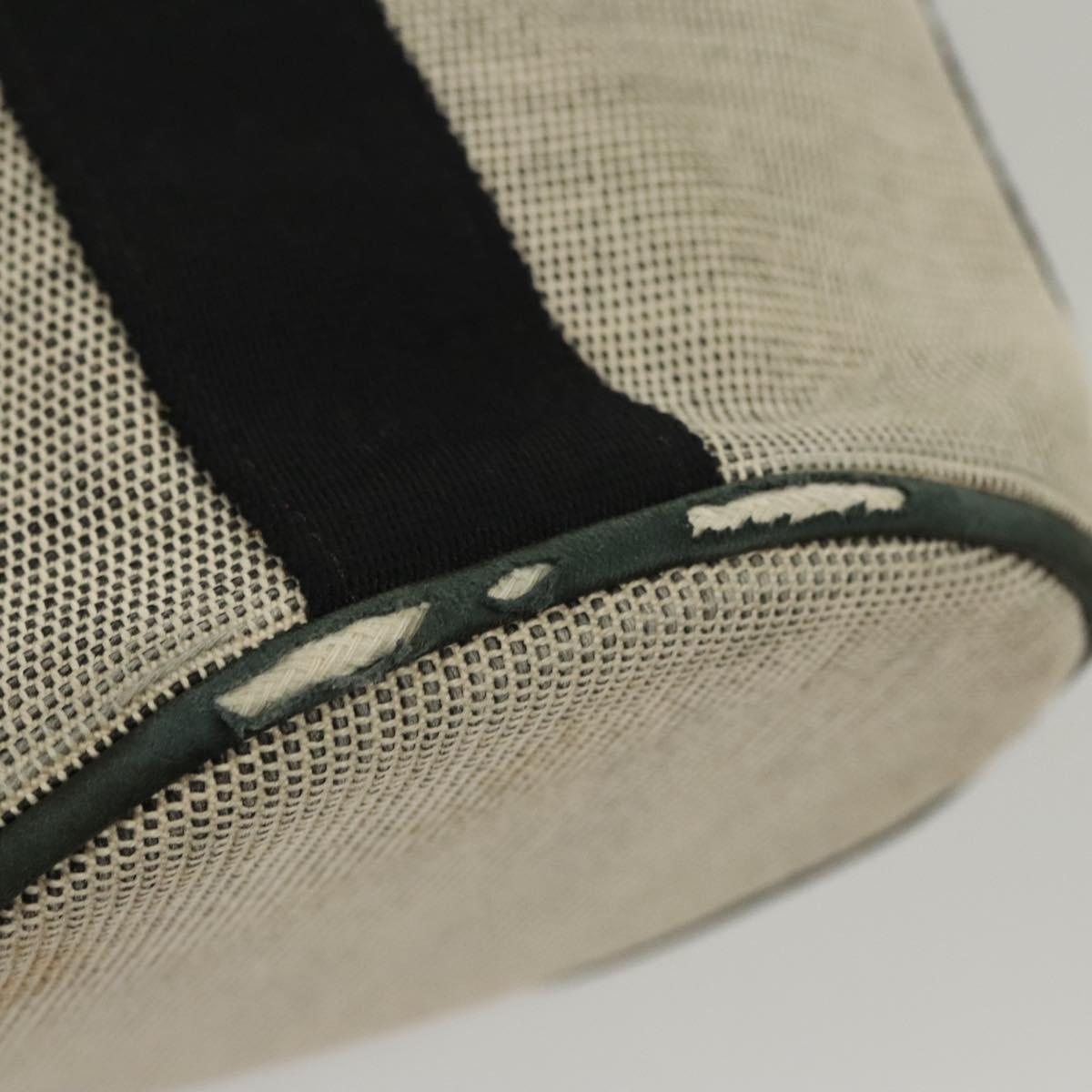 HERMES Sakso Hand Bag Canvas Gray Auth 118151