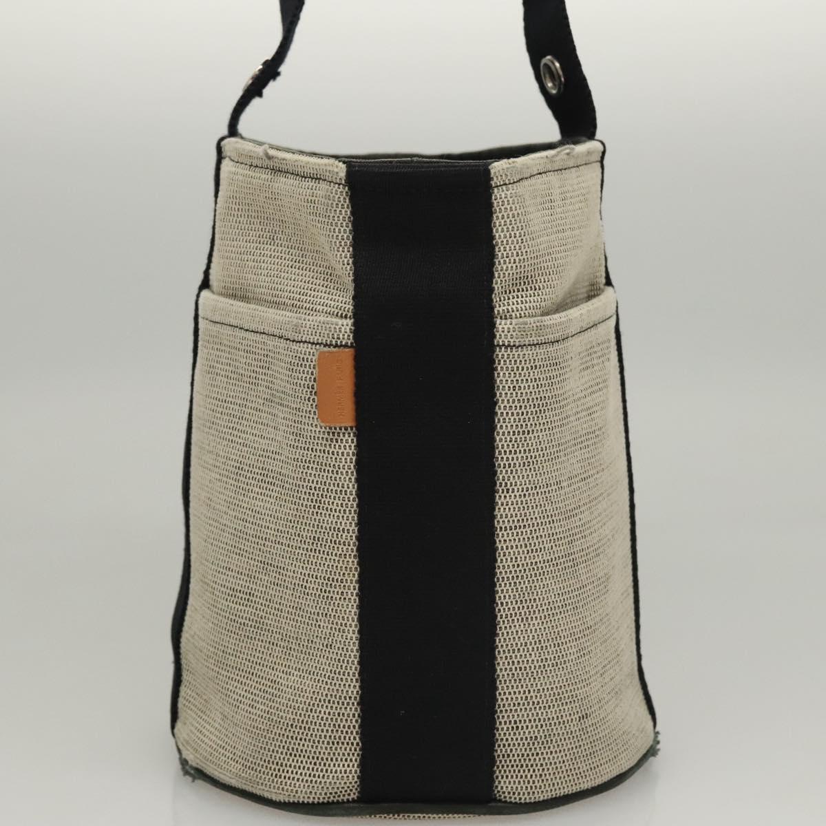 HERMES Sakso Hand Bag Canvas Gray Auth 118151