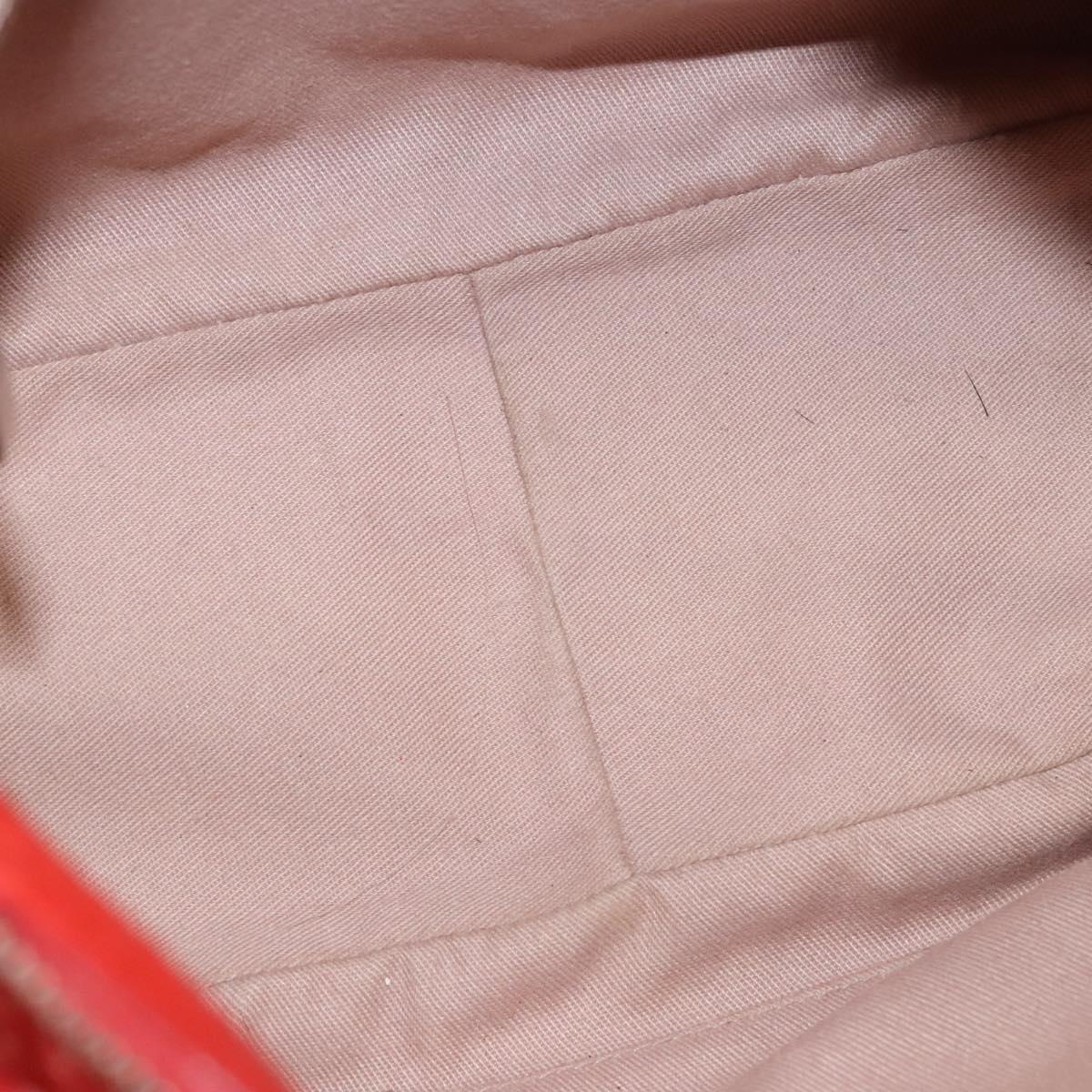 Salvatore Ferragamo Gancini Hand Bag Leather 2way Red Silver Auth 118153