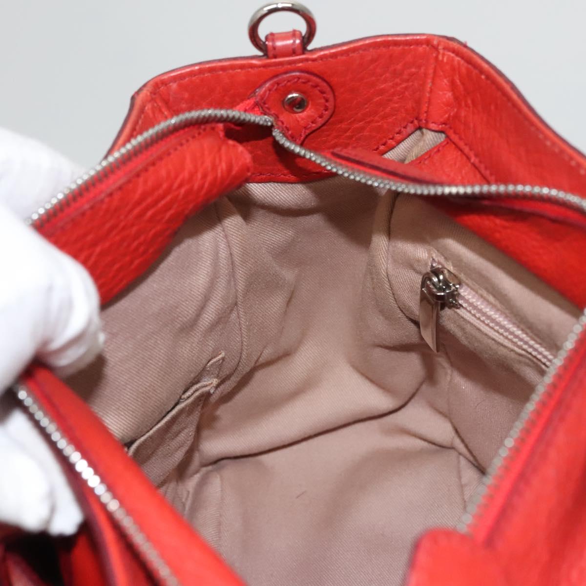 Salvatore Ferragamo Gancini Hand Bag Leather 2way Red Silver Auth 118153