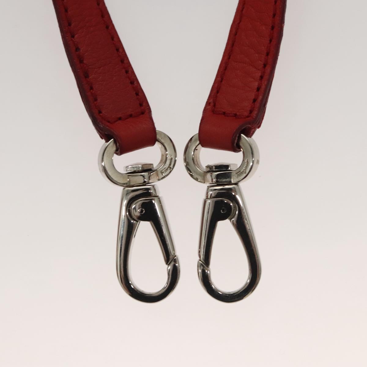 Salvatore Ferragamo Gancini Hand Bag Leather 2way Red Silver Auth 118153